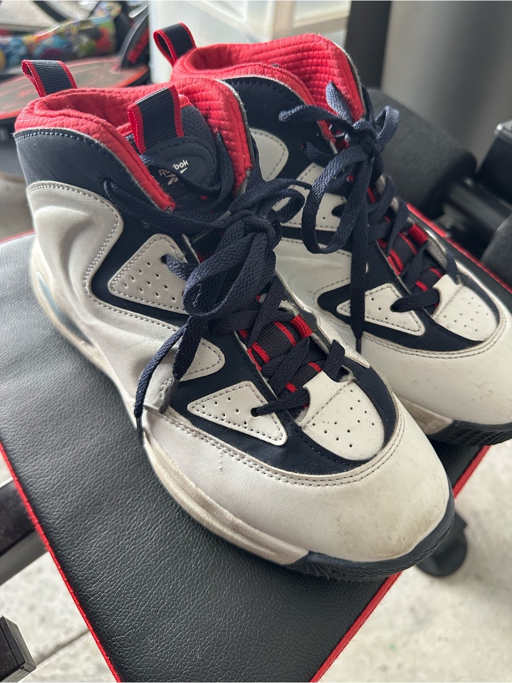 Reebok Kids Navy, White & Red High-Top Sneakers